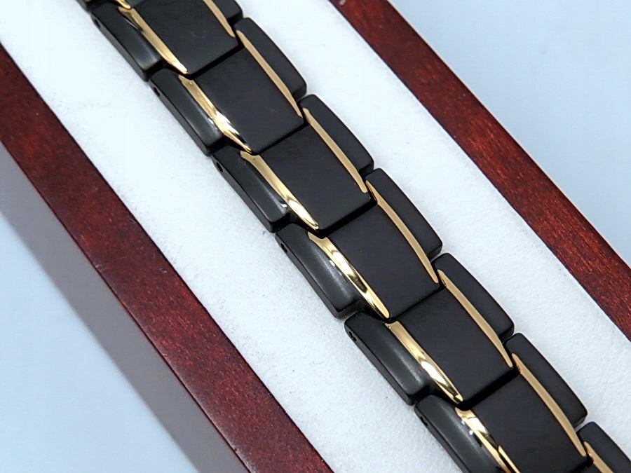 CZARNA ZDROWOTNA BRANSOLETA MĘSKA MAGNETYCZNA MOC BOSTON JEWELLERY ORYGINAŁ Długość całkowita 22.5 cm