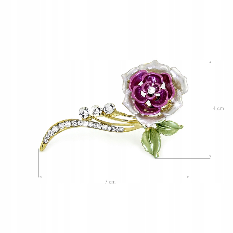 BROSZKA RÓŻA ZŁOTO RÓŻOWA NA GAŁĄZCE Z CYRKONIAMI Marka Allmaro