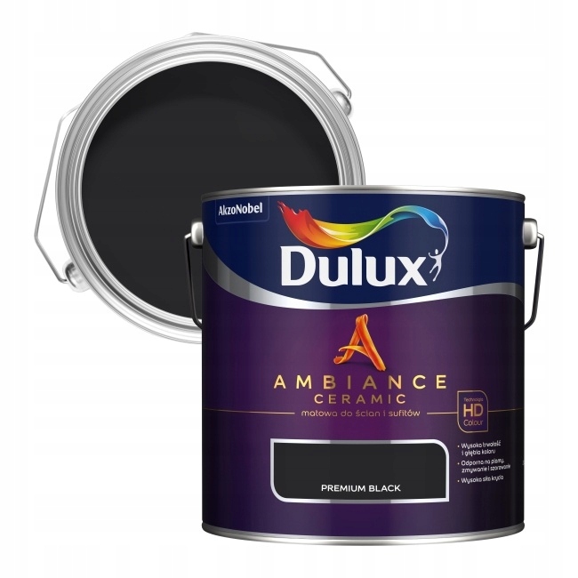 Farba ceramiczna matowa do ścian sufitów Dulux Ambiance Premium Black 2,5L