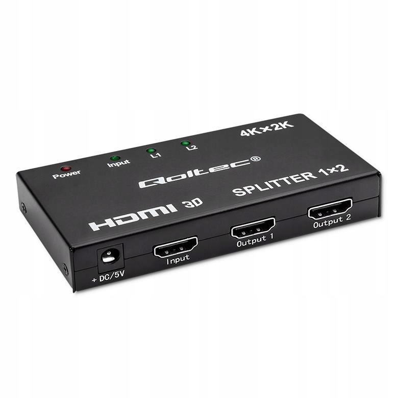 Rozdzielacz aktywny Qoltec Splitter na 2x Hdmi 4K 3.4Gb/s z zasilaczem