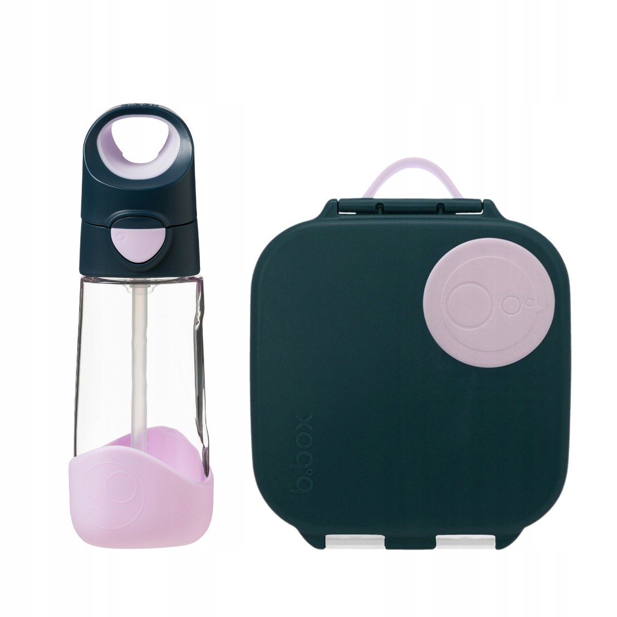 B.box Butelka tritanowa ze słomką 450ml Mini Lunchbox Zestaw Indigo Rose