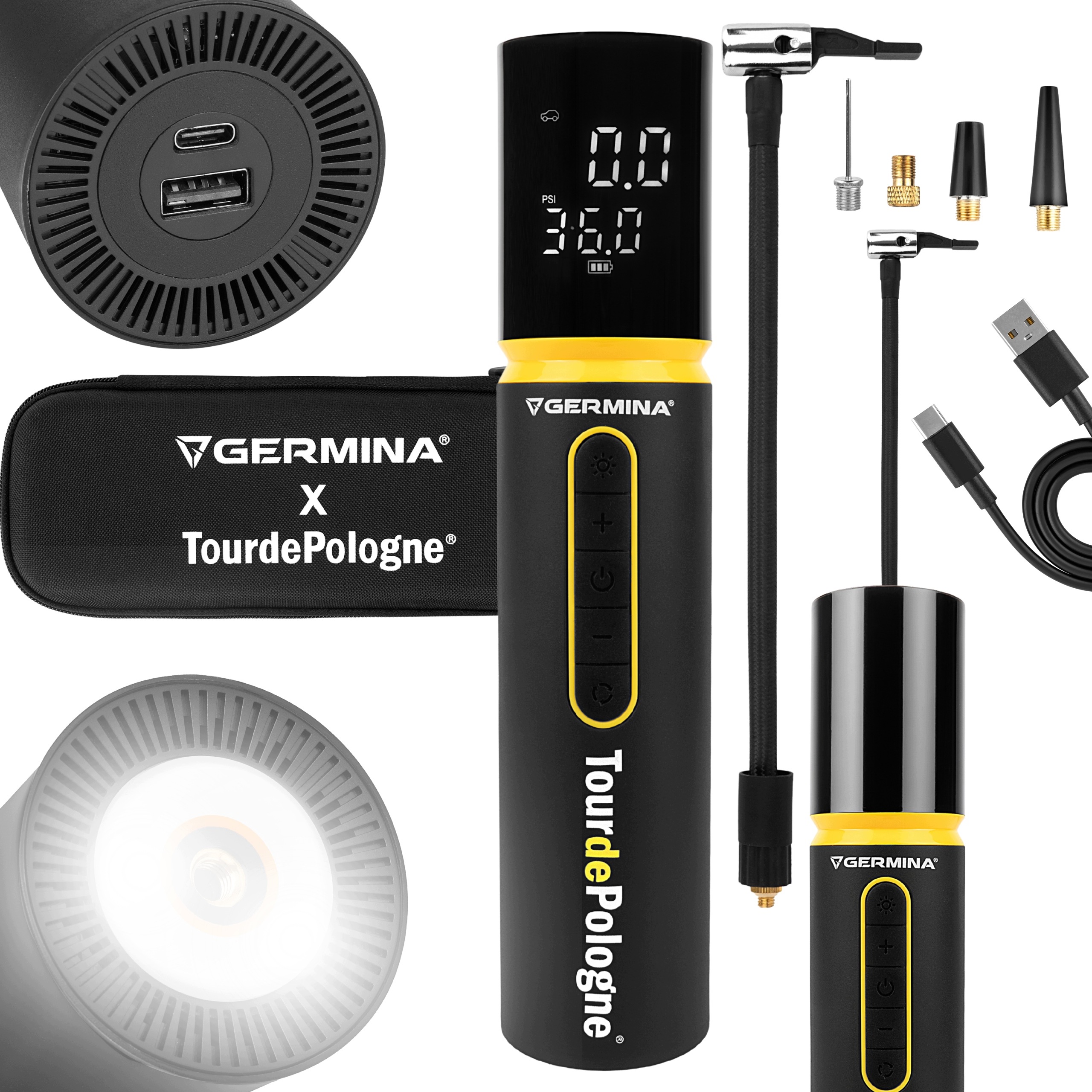 Kompresor akumulatorowy pompka elektryczna rowerowa samochodowy powerbank