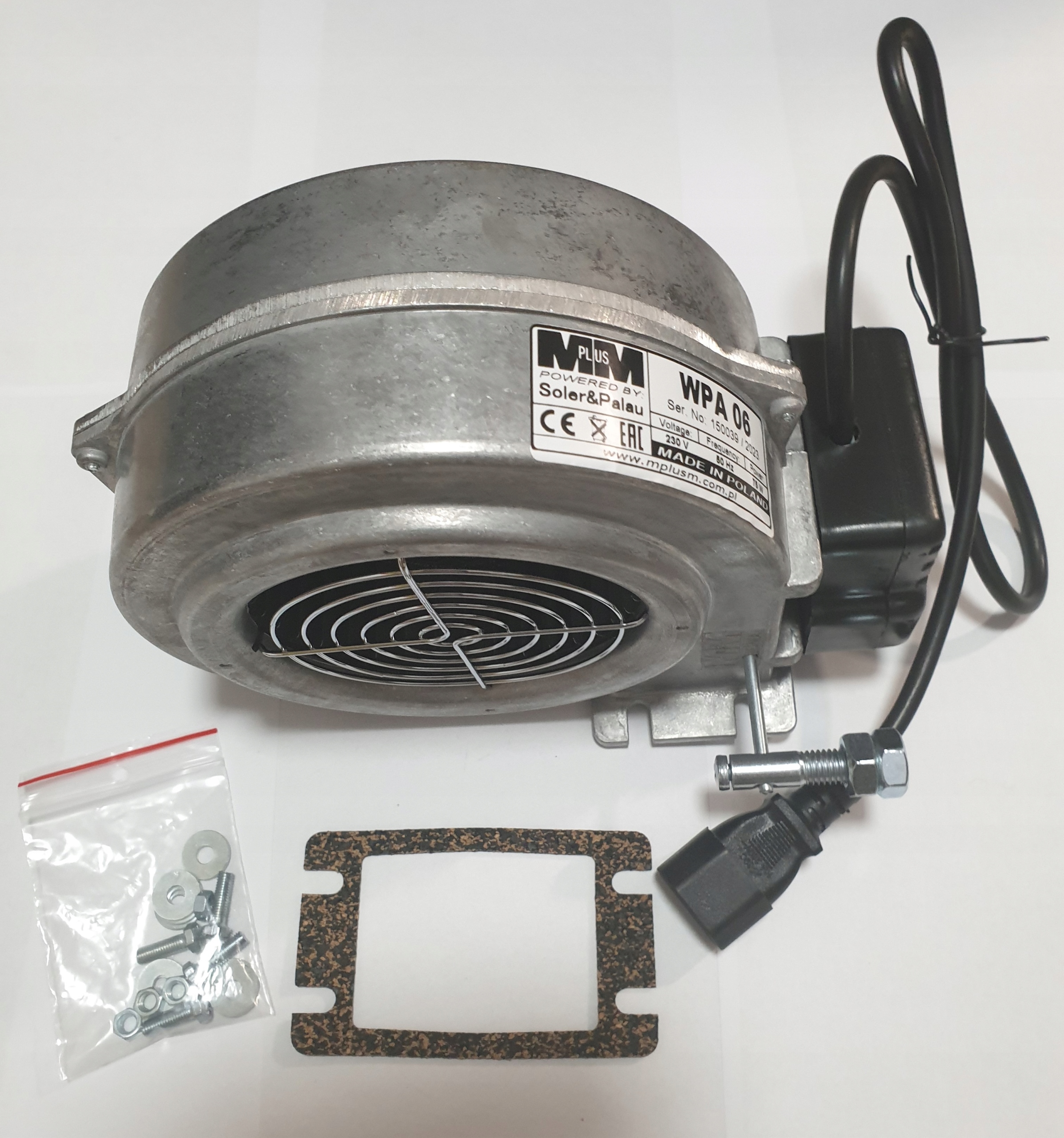 Dmuchawa Wentylator kotła C.o. Wpa 06 K klapka, wtyk, uszczelka, śr M plusM