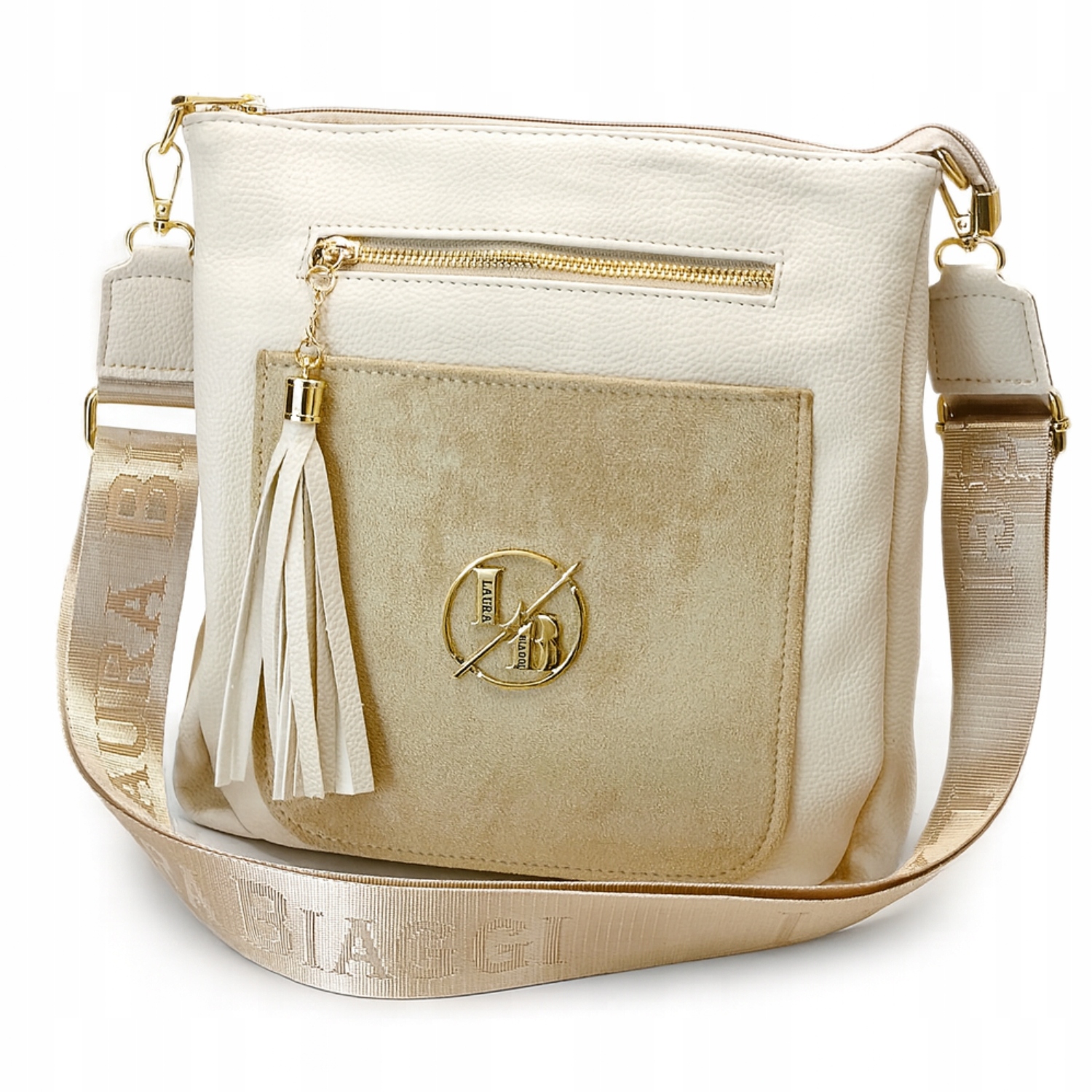 Dámská kabelka Laura Biaggi Taška Kabelka přes rameno Eko kůže Béžová