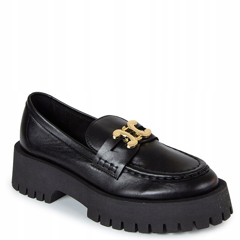 Chebello 4597 Černé Kožené Mokasíny Polobotky 36