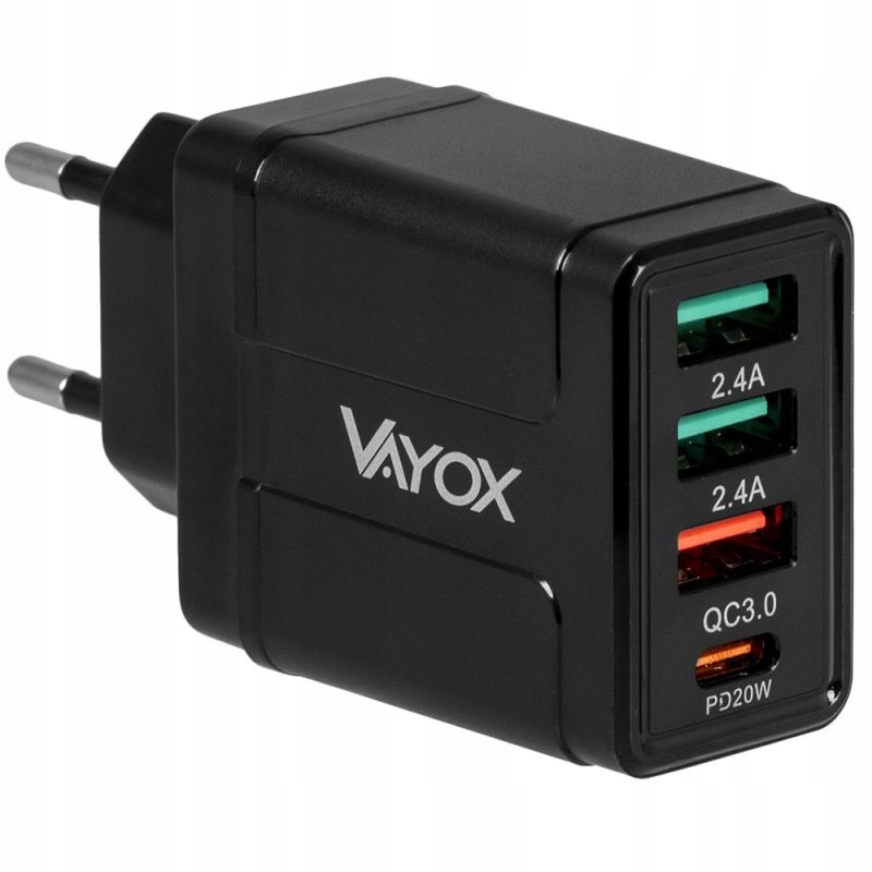 Ładowarka zasilacz 5V/3A 9V/2A 12V/1,5A PD3.0/32W sieciowy 3xUSB+USB-C Va
