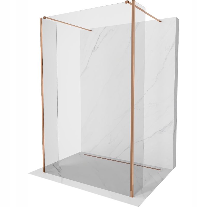 Ścianka szyba prysznicowa 150x30x30 Walk In Mexen Kioto 8 mm różowe złoto
