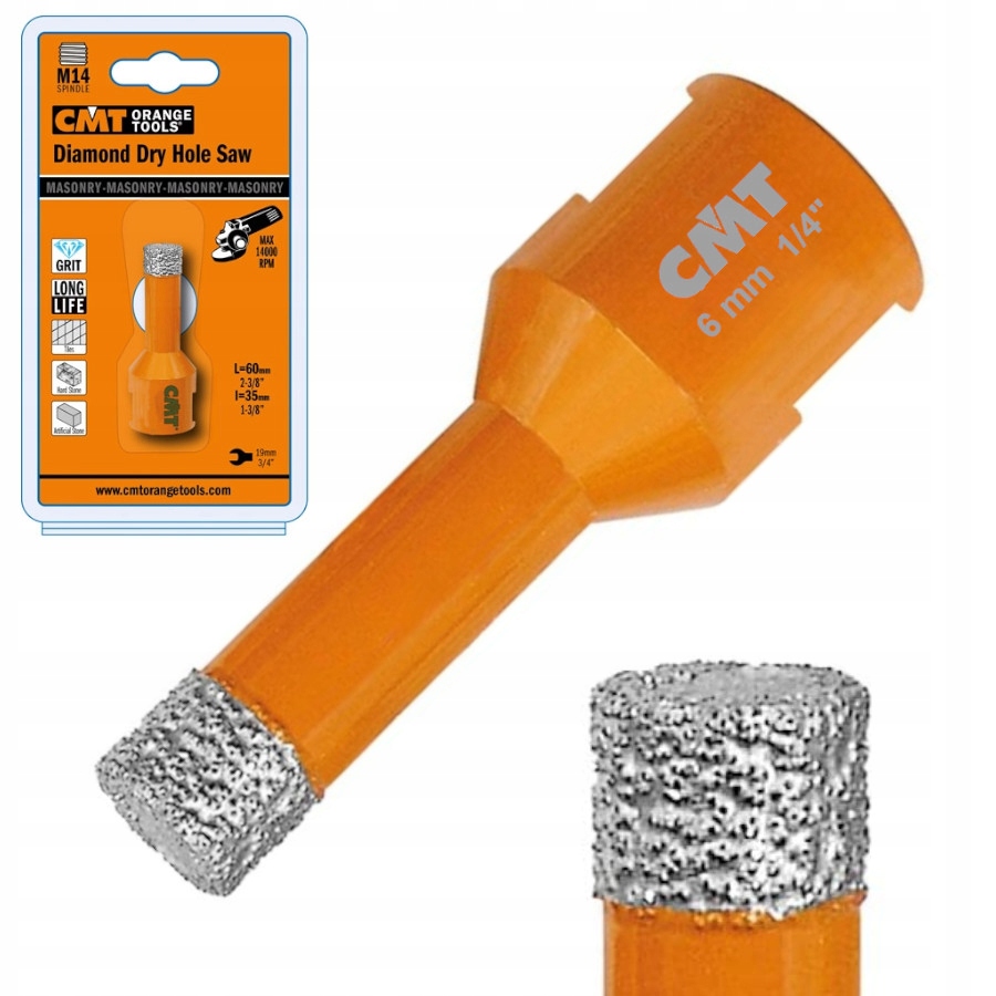 

Otwornica diamentowa do pracy na sucho 6mm Cmt