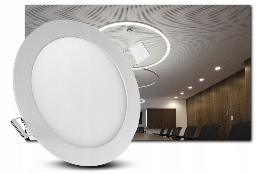 Lampa 12W okrągła do kuchni salonu panel LED 3000K Kolor biały