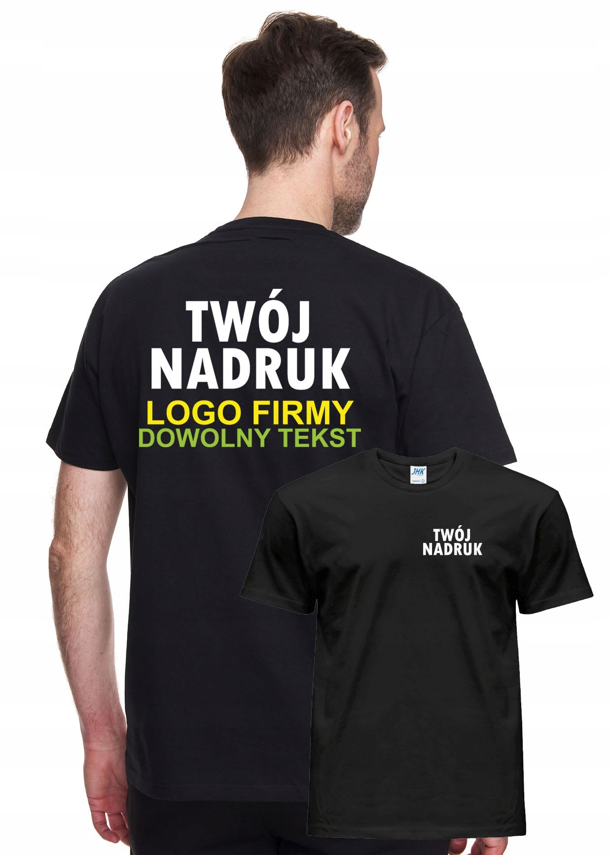 

Koszulka czarna z nadrukiem Logo Tekst Napis XXL