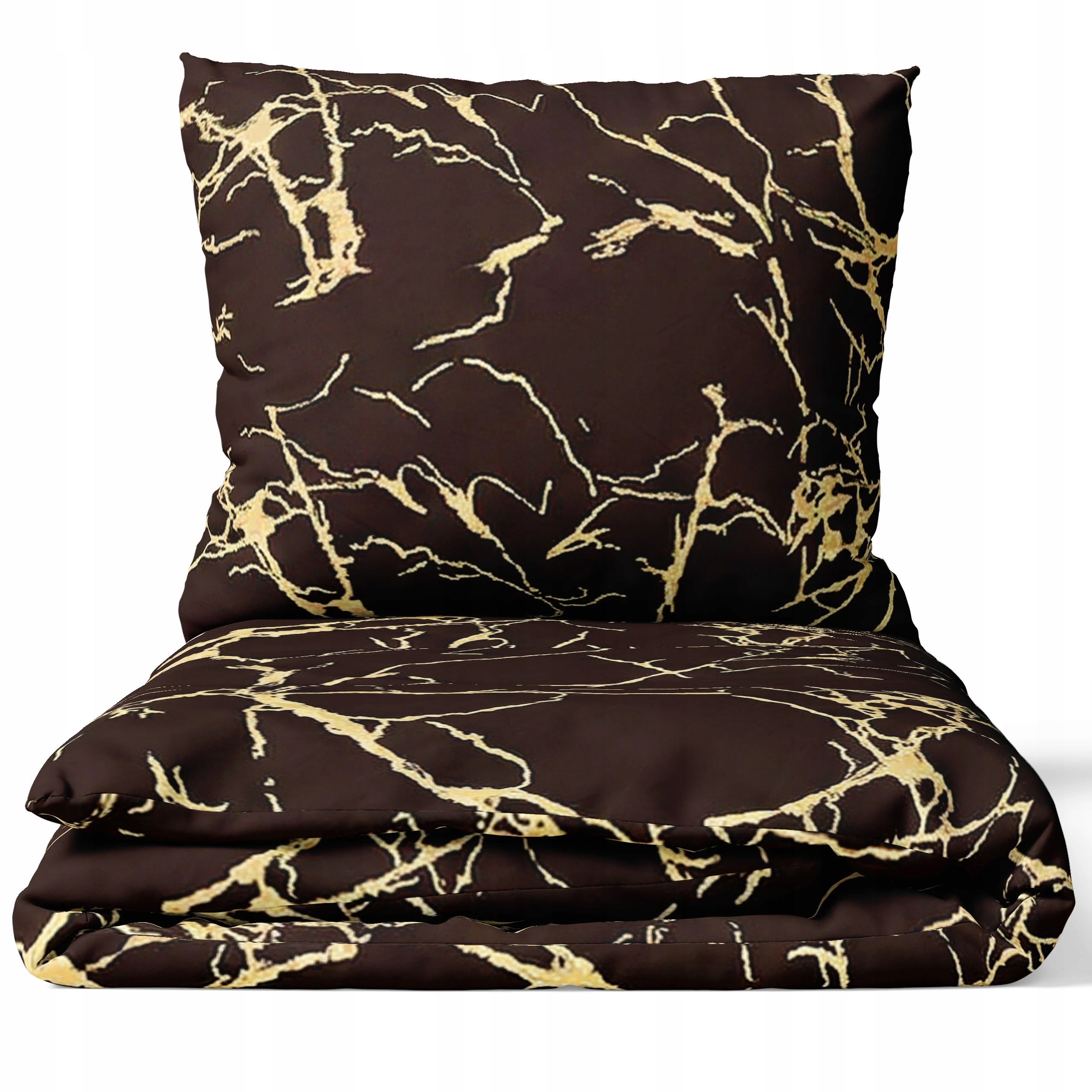 Ekskluzywna Pościel Geometria 180x200 Czekoladowy Marmur Satyna Bawełna