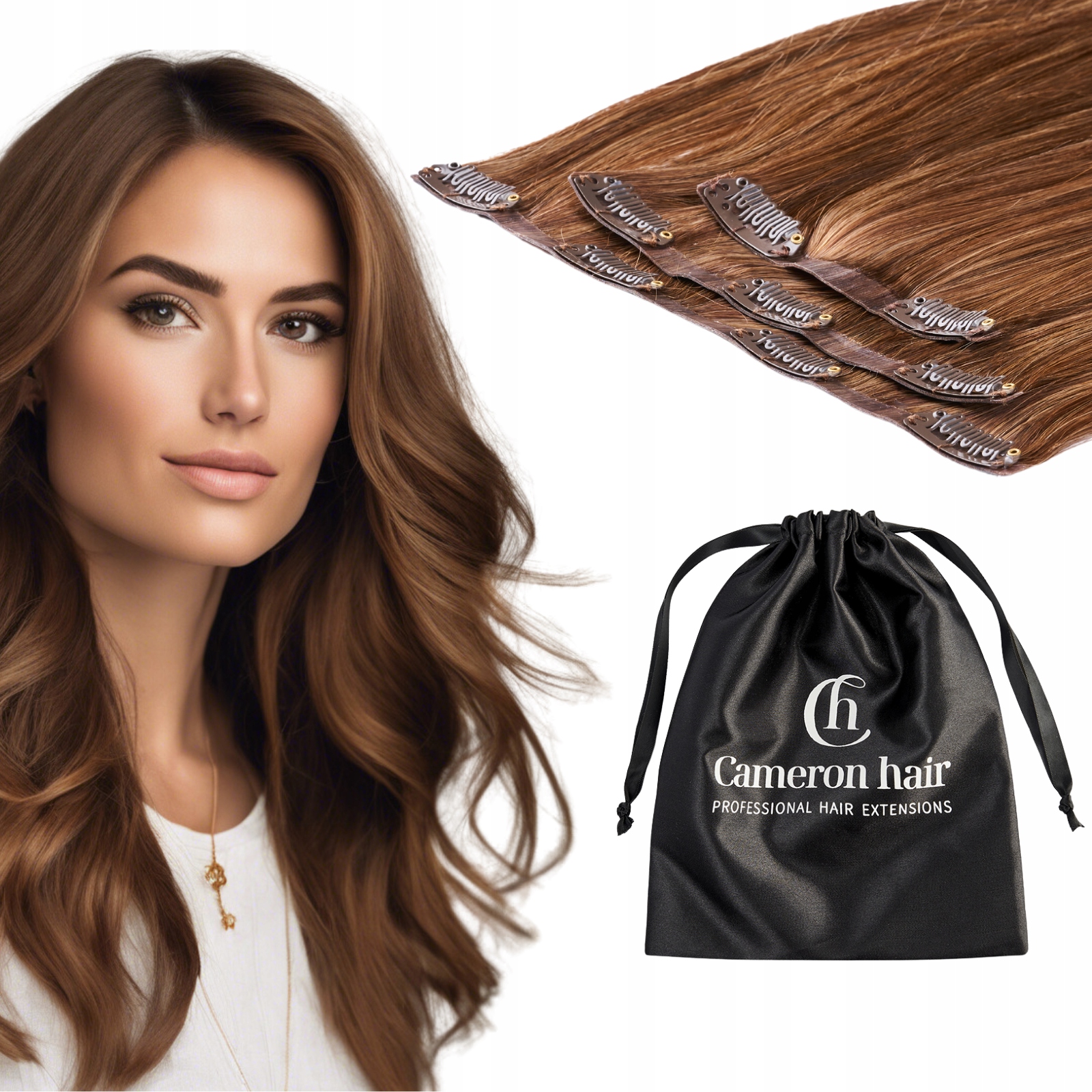 Wlosy doczepiane bezszwowe doczepy naturalne 40 cm 3 taśmy #6 złoty brąz