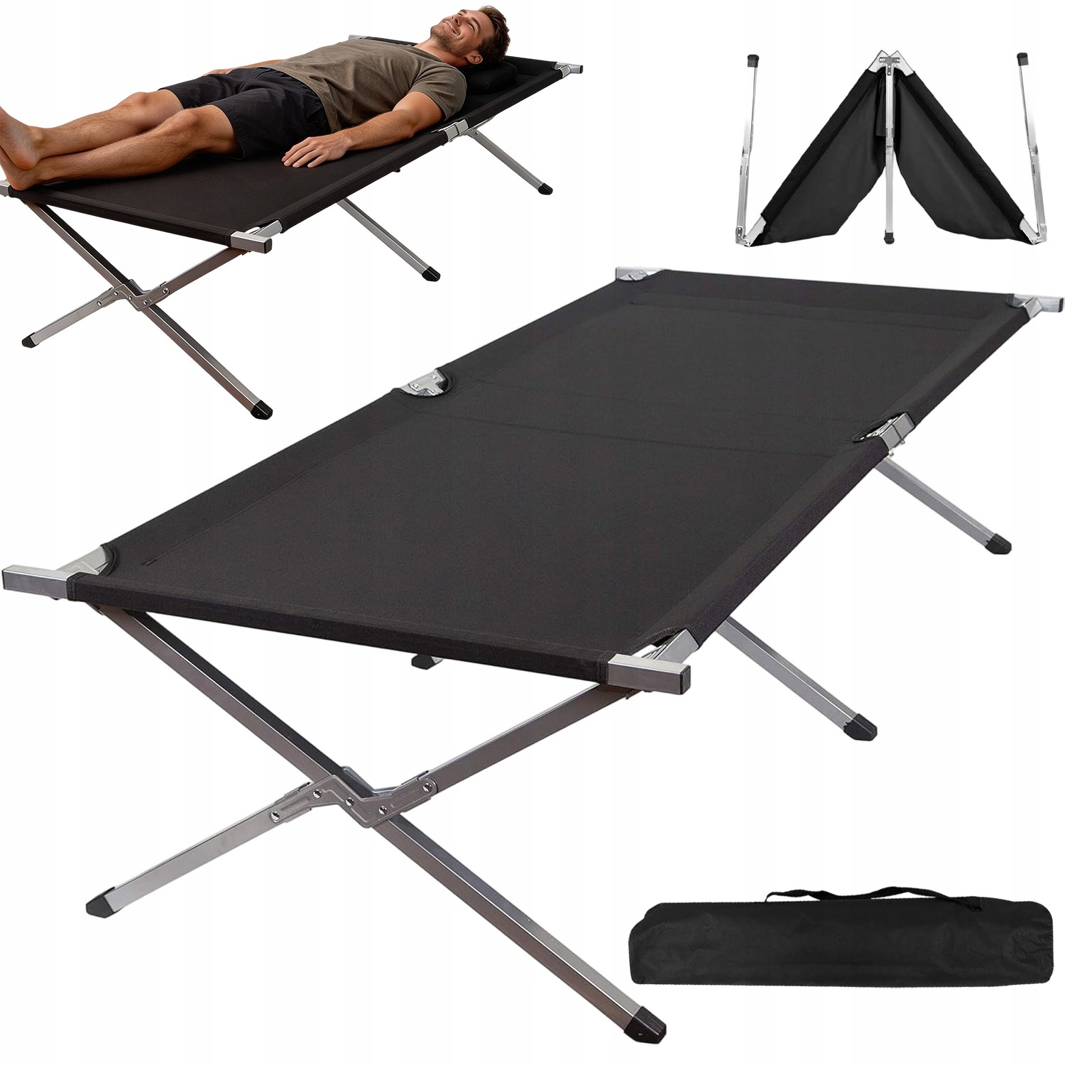 Cestovní Skládací Polní Postel Nosnost 130 Kg 190X65 Přenosné Lehátko