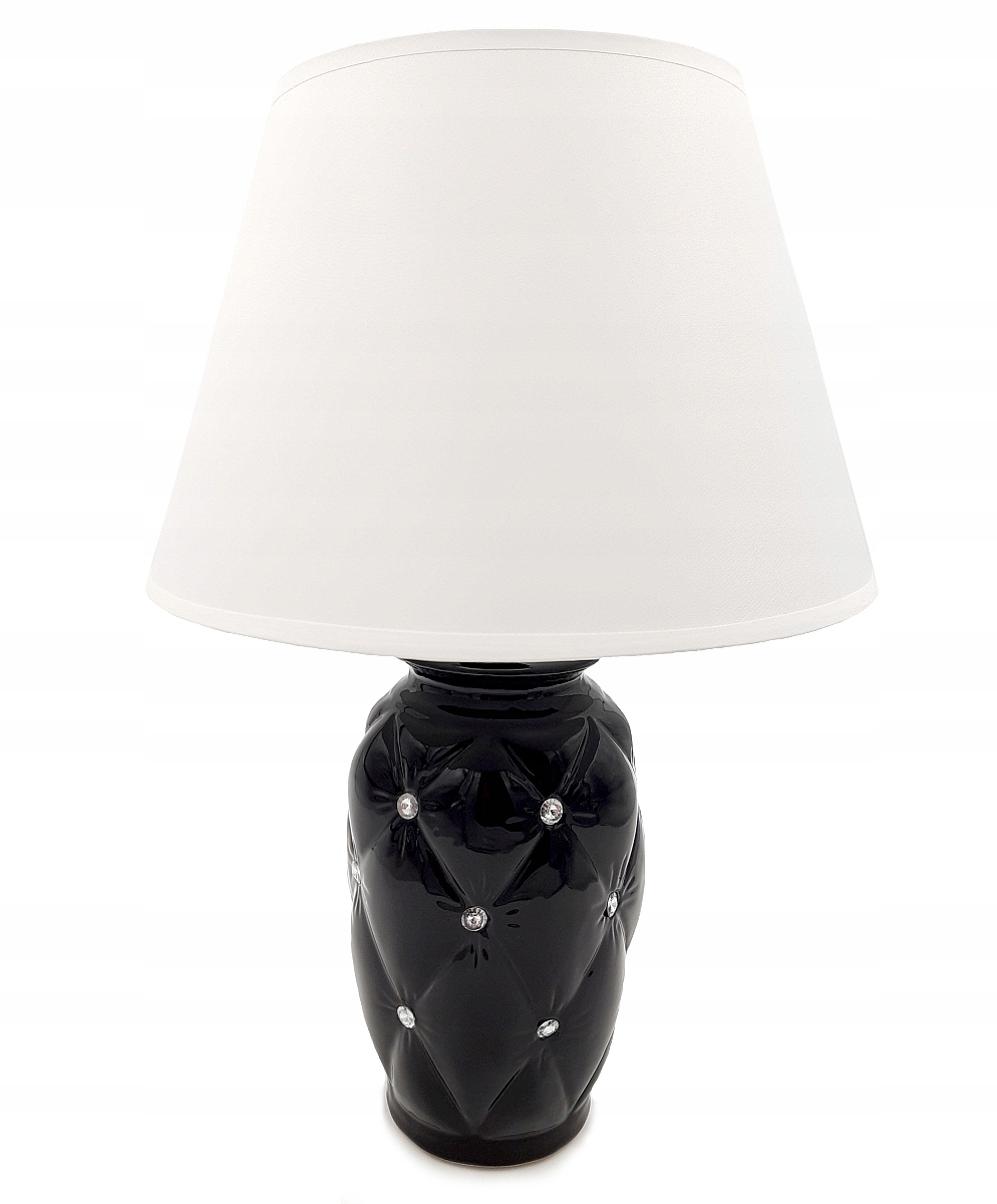 Czarna lampa lampka stołowa z kryształkami glamour
