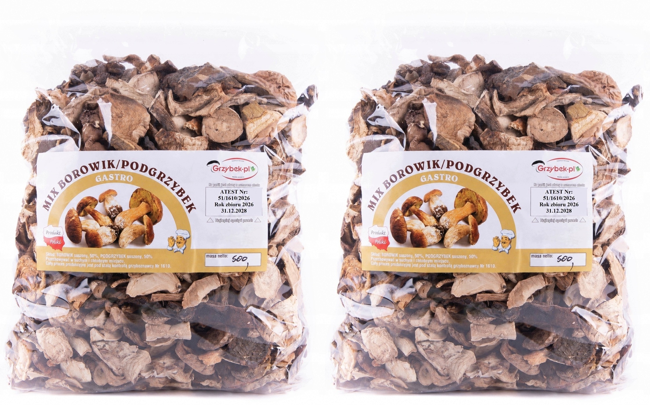 MIX Borowik+podhoubek Gastro 5kg Nový Sběr 2026 Pl Atest sušené houby