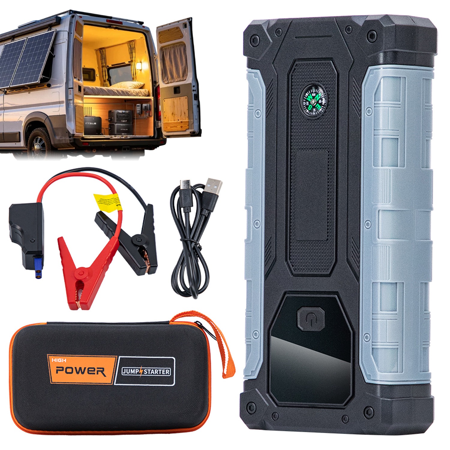 Jump Starter 600A 12V Powerbanka Led Omáčka Startování Auta Diesel 10.0L