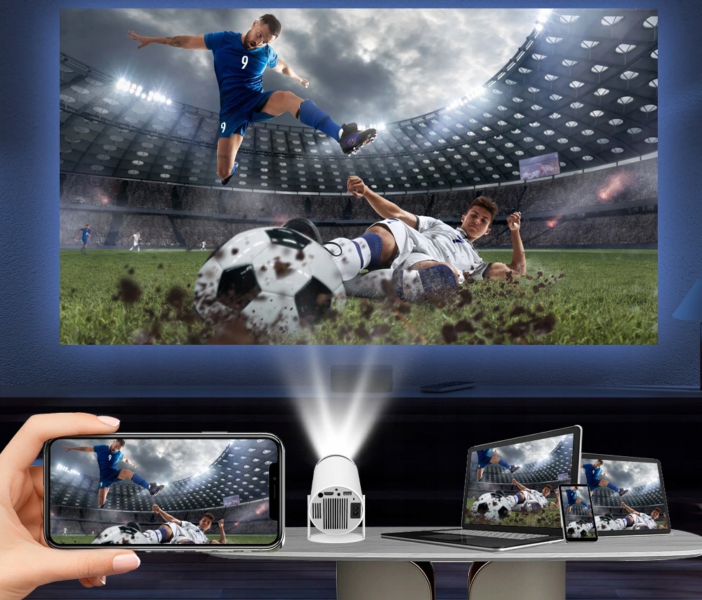 PROJEKTOR RZUTNIK ANDROID TV WIFI FULL HD PRZENOŚNY SMART GŁOŚNIK OBROTOWY Stan opakowania oryginalne