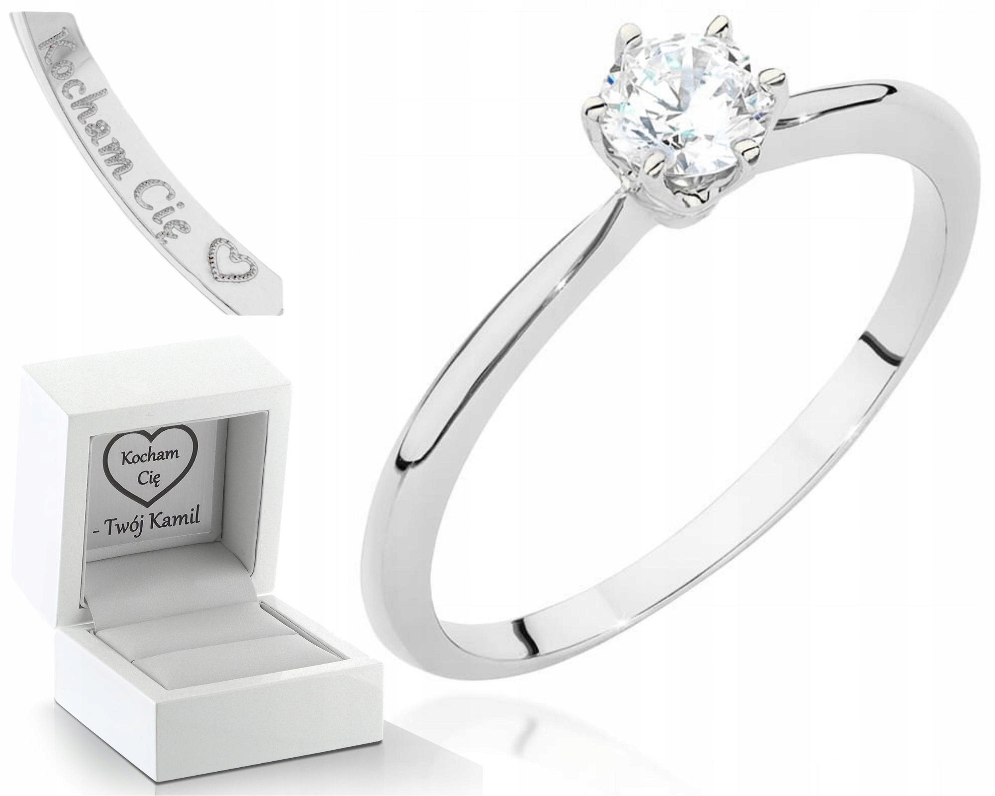 Bílé Zlato Prstýnek S Briliantem 585 Gravírování