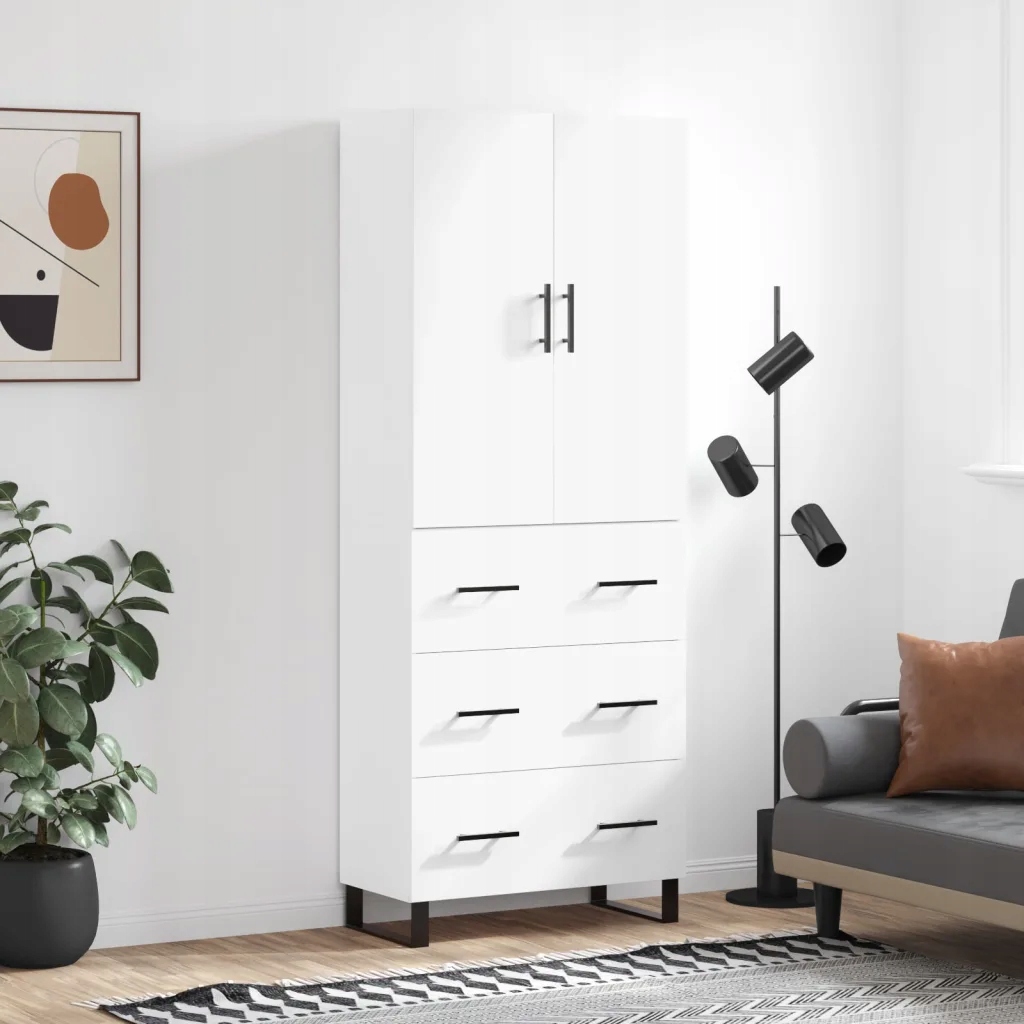 Skříň highboard bílá 69,5 x 34 x 180 cm kompozitní dřevo Bílá 3195867