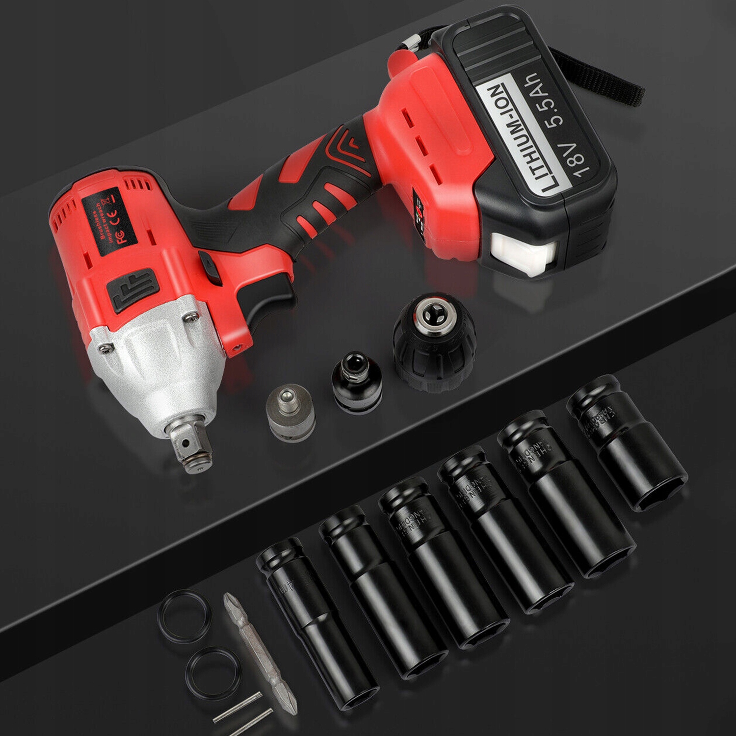 KLUCZ UDAROWY AKUMULATOROWY 650NM 21V BRUSHLESS + 2 AKU 5.5AH + ŁADOWARKA Rozmiar trzpienia 1/2''