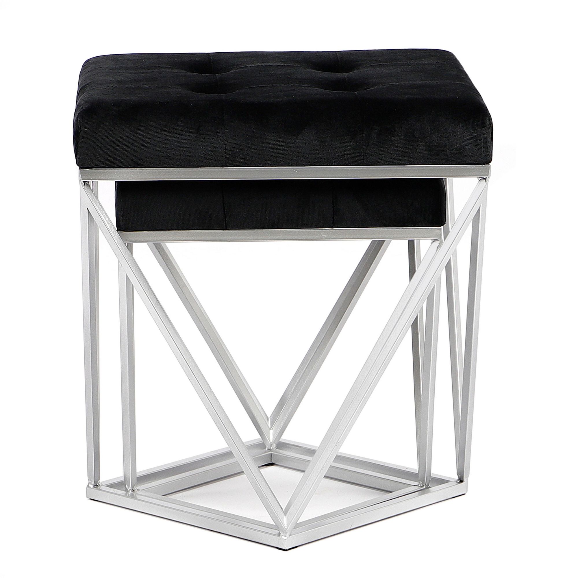 Pufa Welurowa Srebrna Czarna Welur 38 + 45cm 2w1 Głębokość mebla 40 cm