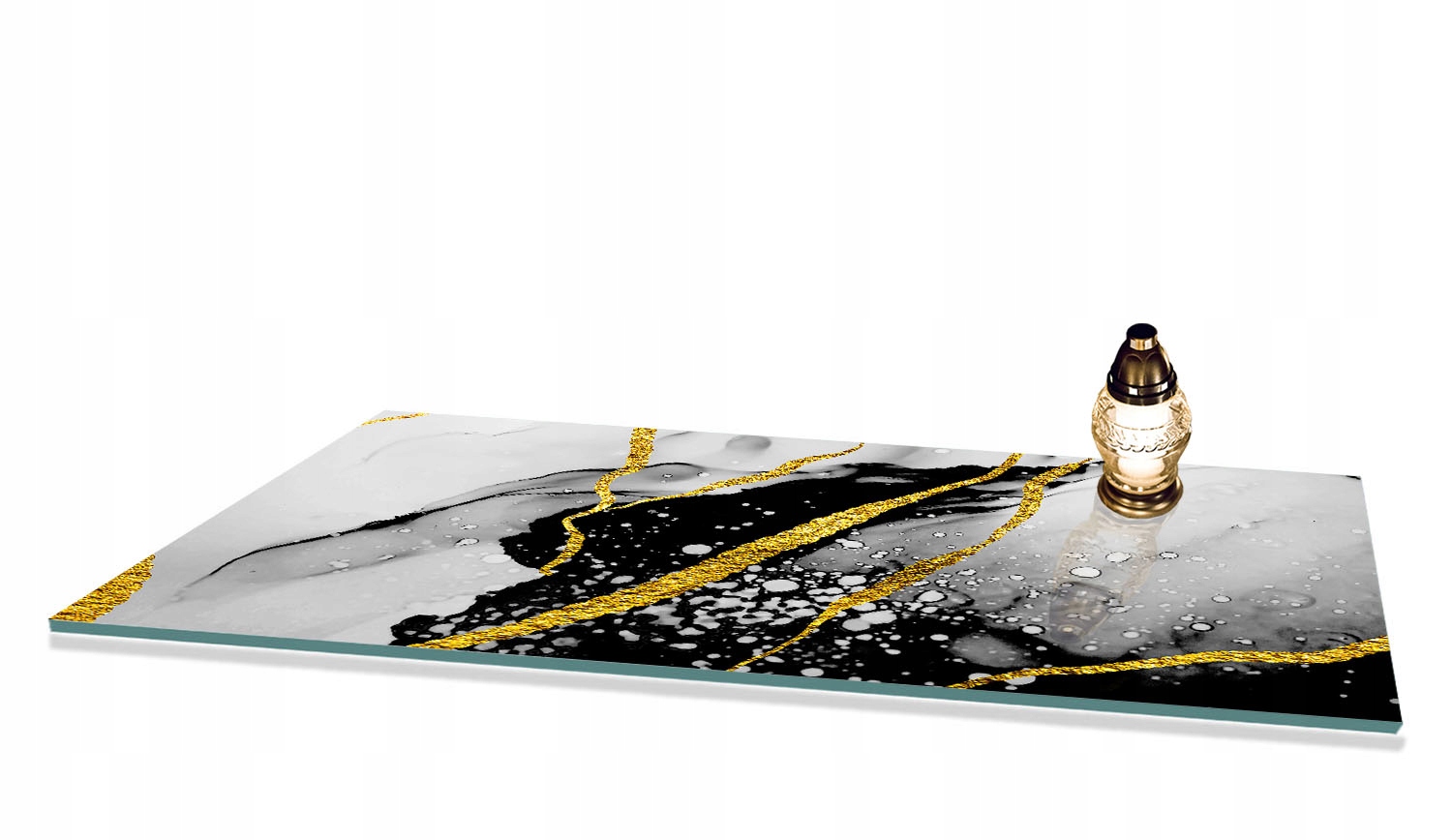 Podstawka pod ZNICZ Szkło Hartowane z nadrukiem 90x52cm na CMENTARZ DUŻA