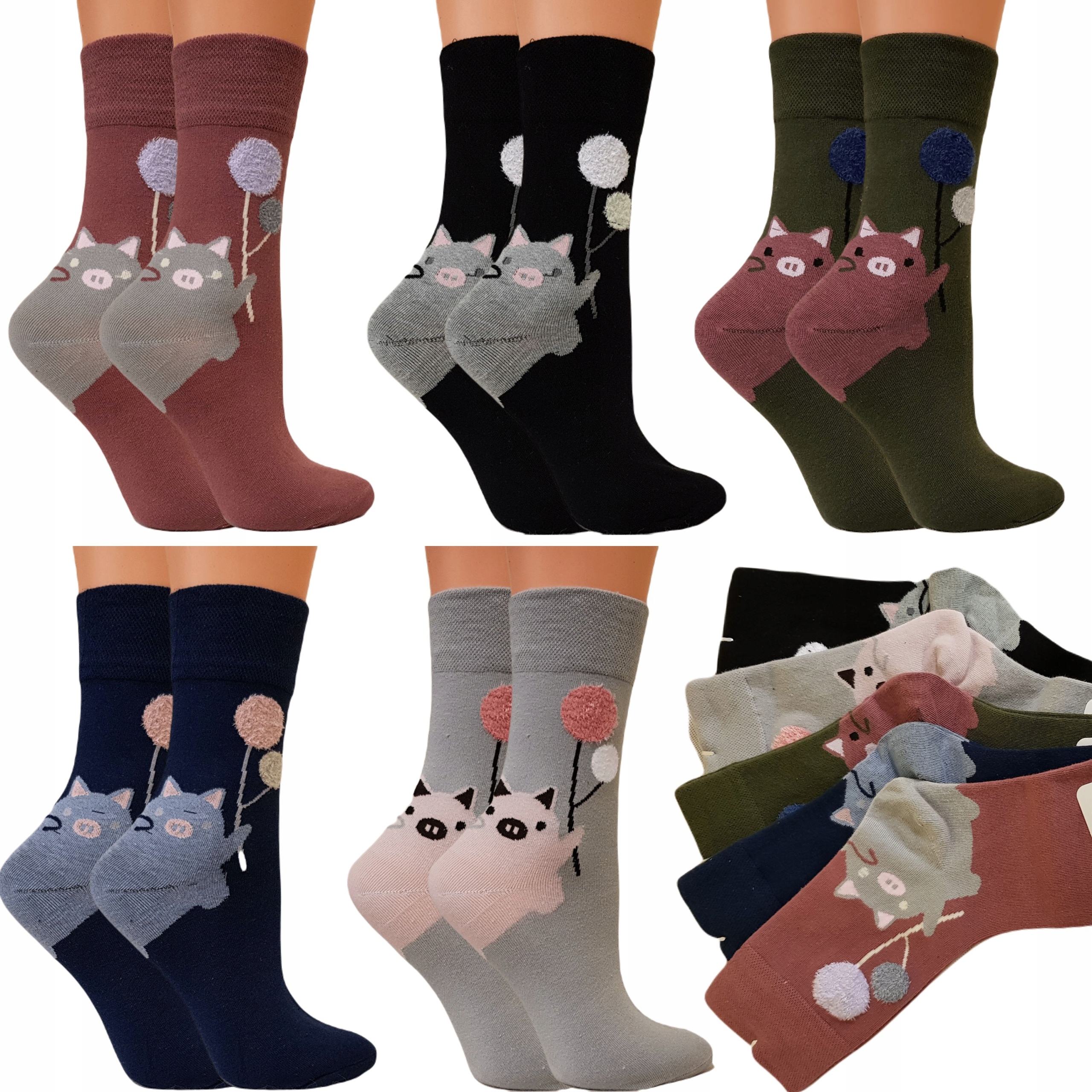 

5 x Skarpety damskie Skarpetki bawełniane śmieszne