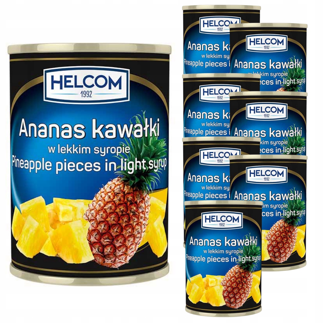 Ananas w Syropie HELCOLM Kawałki Puszka 580 ml x 8