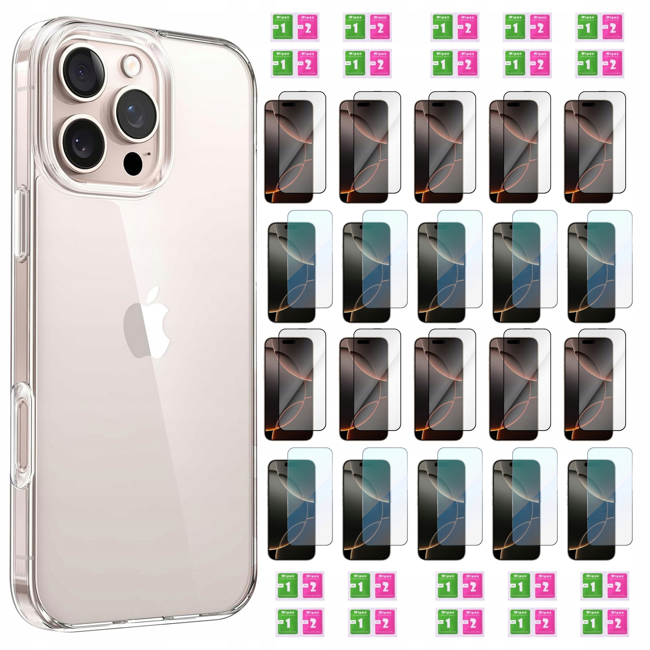 Etui do iPhone 16 Pro Max Przezroczyste Silikonowe Case 20x Szkło I&g