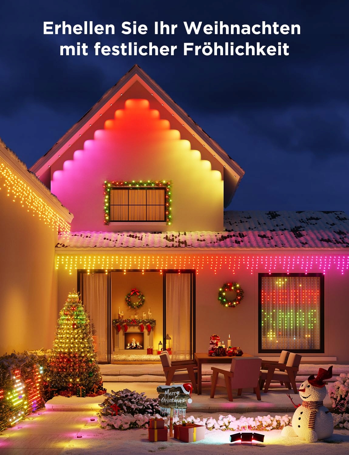 KIMUWOTE Kurtyna Świetlna 2x2m 200 LED Wodoodporna USB Ciepła Biała — miniatura 12