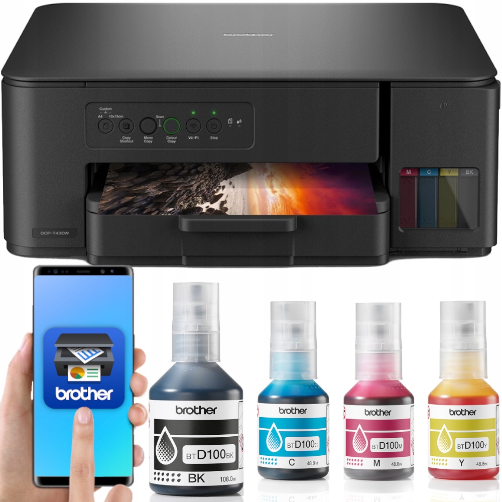 Zařízení 3v1 Tiskárna Brother Tank Tisk Barva A4 Sken Usb Wi-Fi Inkousty