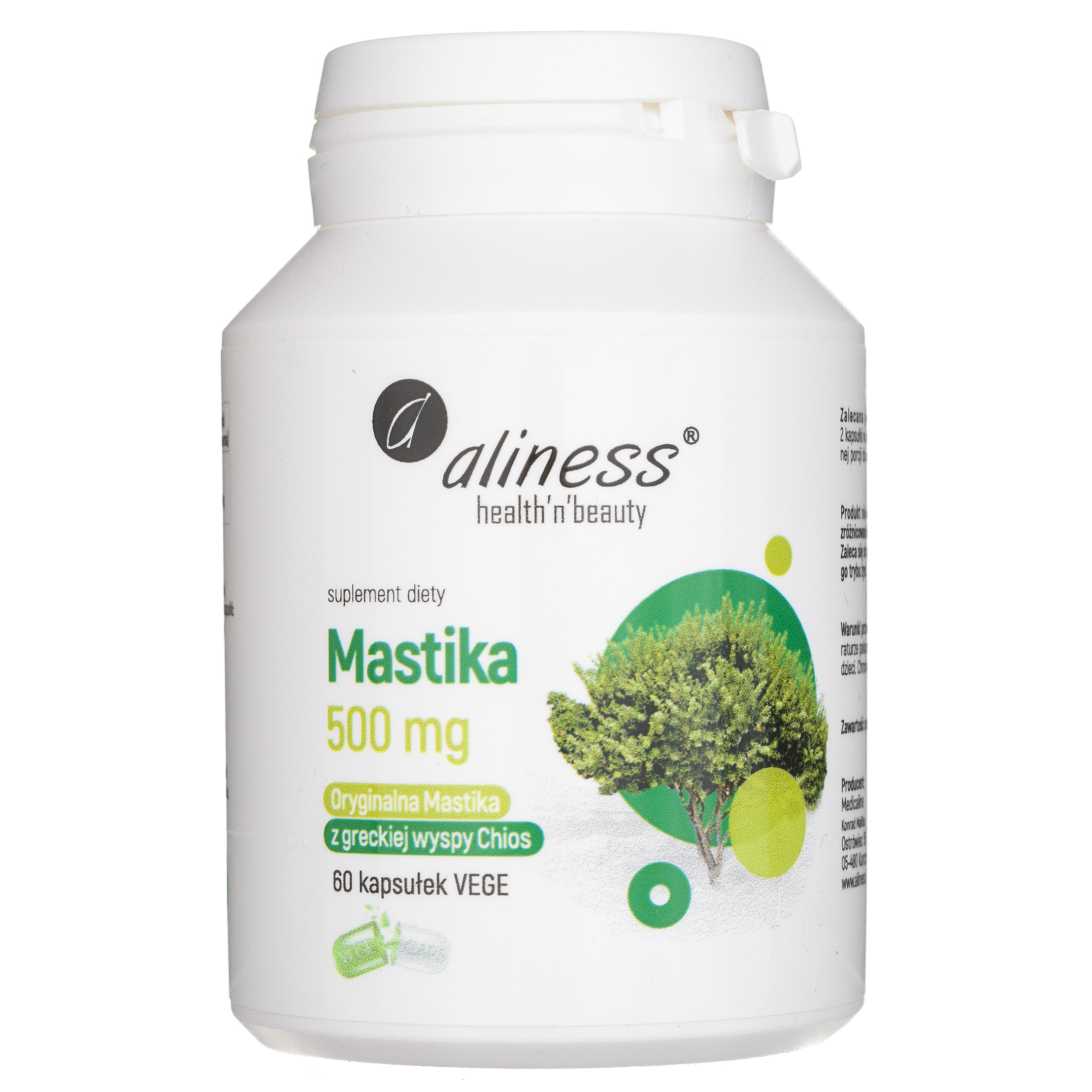 

Aliness Mastika sproszkowana żywica 500 mg 60 kaps