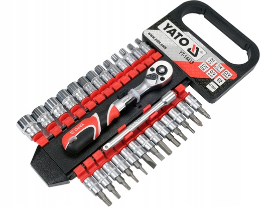 ZESTAW NASADEK GRZECHOTKA 1/4" NASADKI TRZPIENIOWE 28 ELEMENTÓW Marka Yato