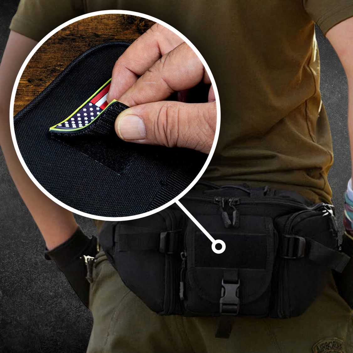 NERKA SASZETKA MĘSKA WOJSKOWA BIODRÓWKA Z PASKIEM TAKTYCZNA SURVIVAL DUŻA Liczba kieszeni 4