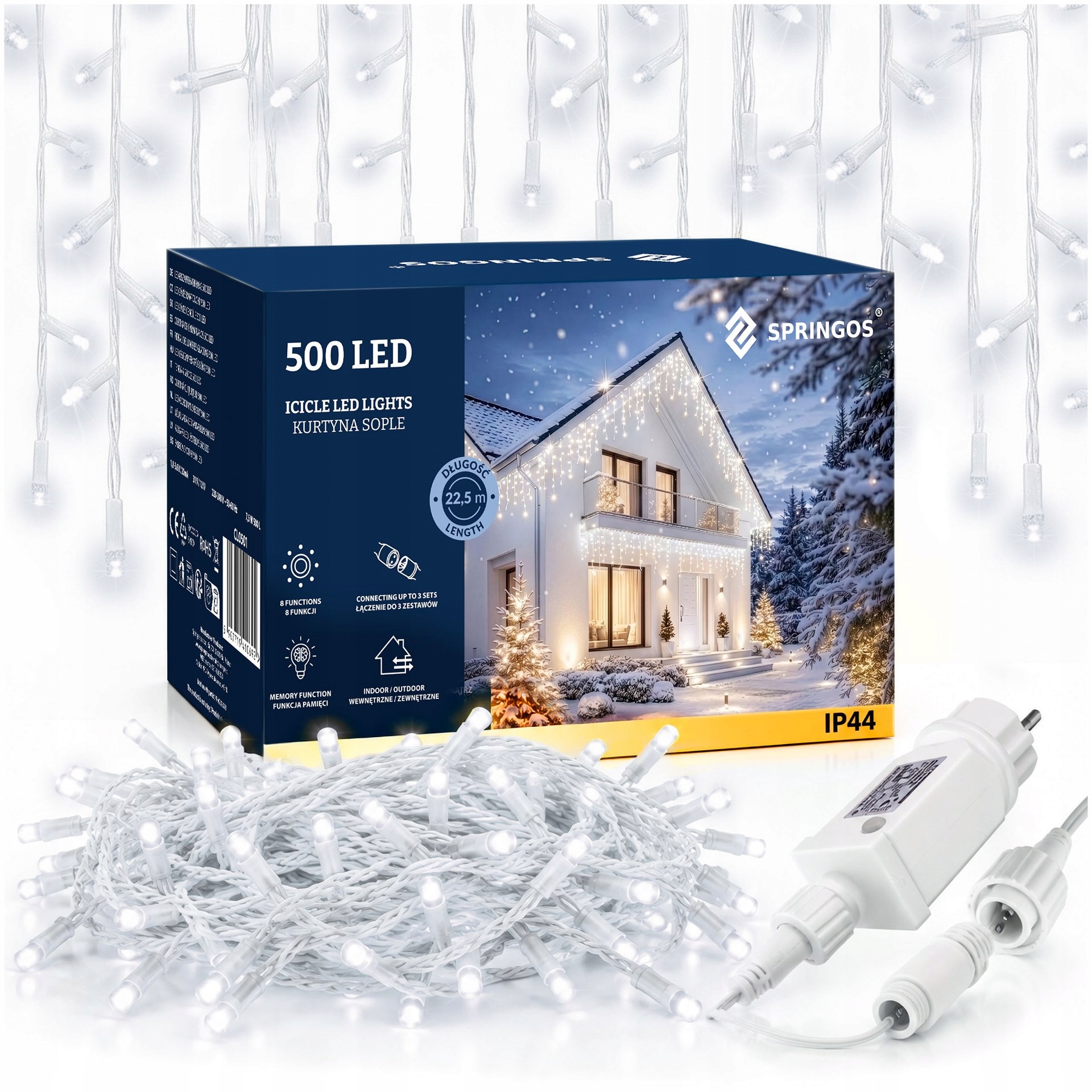 Sople 1500 Led Venkovní Osvětlení 67 M Studená Bílá Světelný Závěs Silná