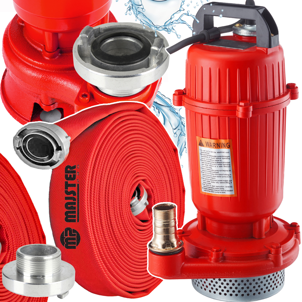 Pompa Do Wody Brudnej Czystej Zatapialna 1600W+ Wąż Strażacki 1' 20M MP0701