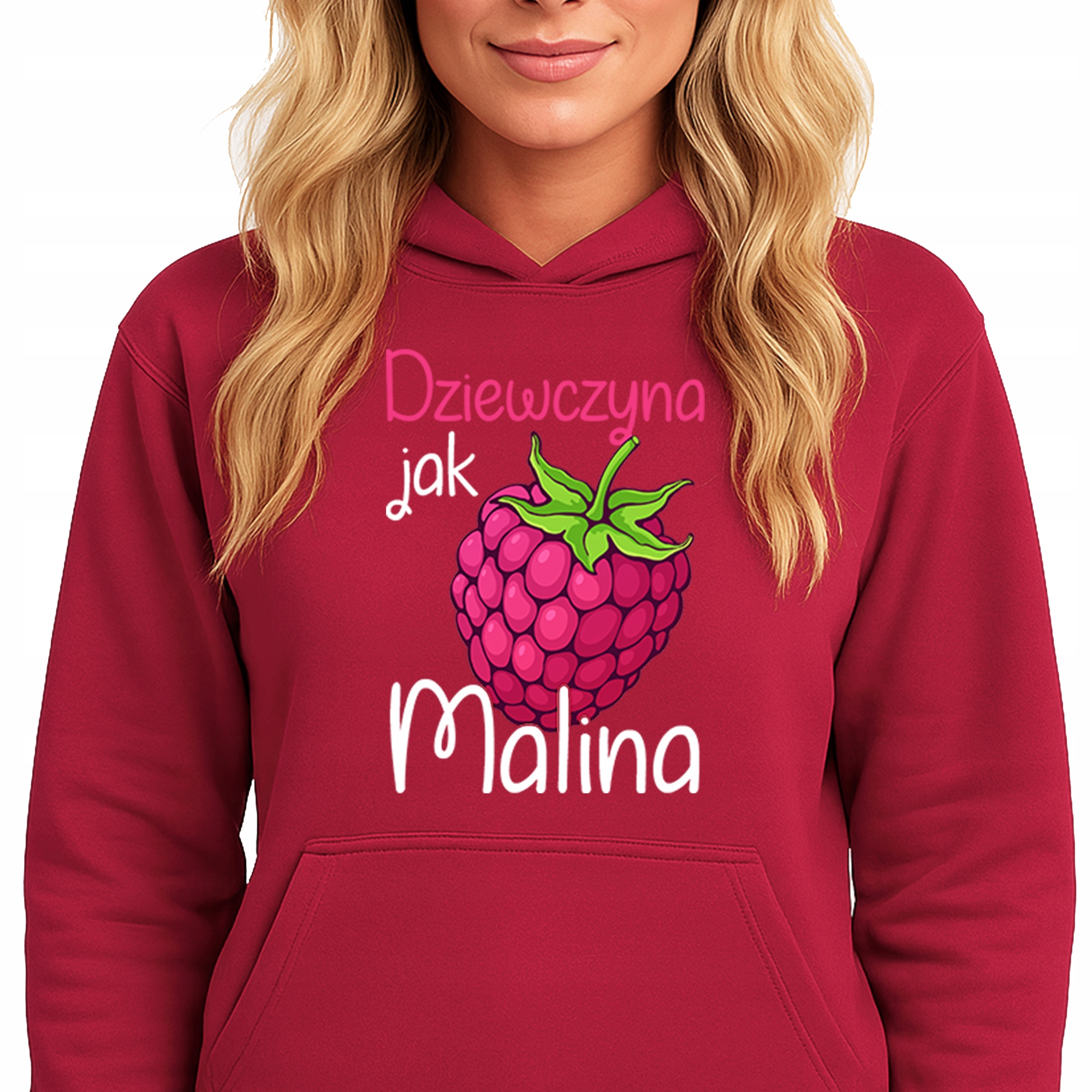 Mikina S Kapucí Červená Mikina s kapucí Bavlněná Módní Dívka Jako Malina S