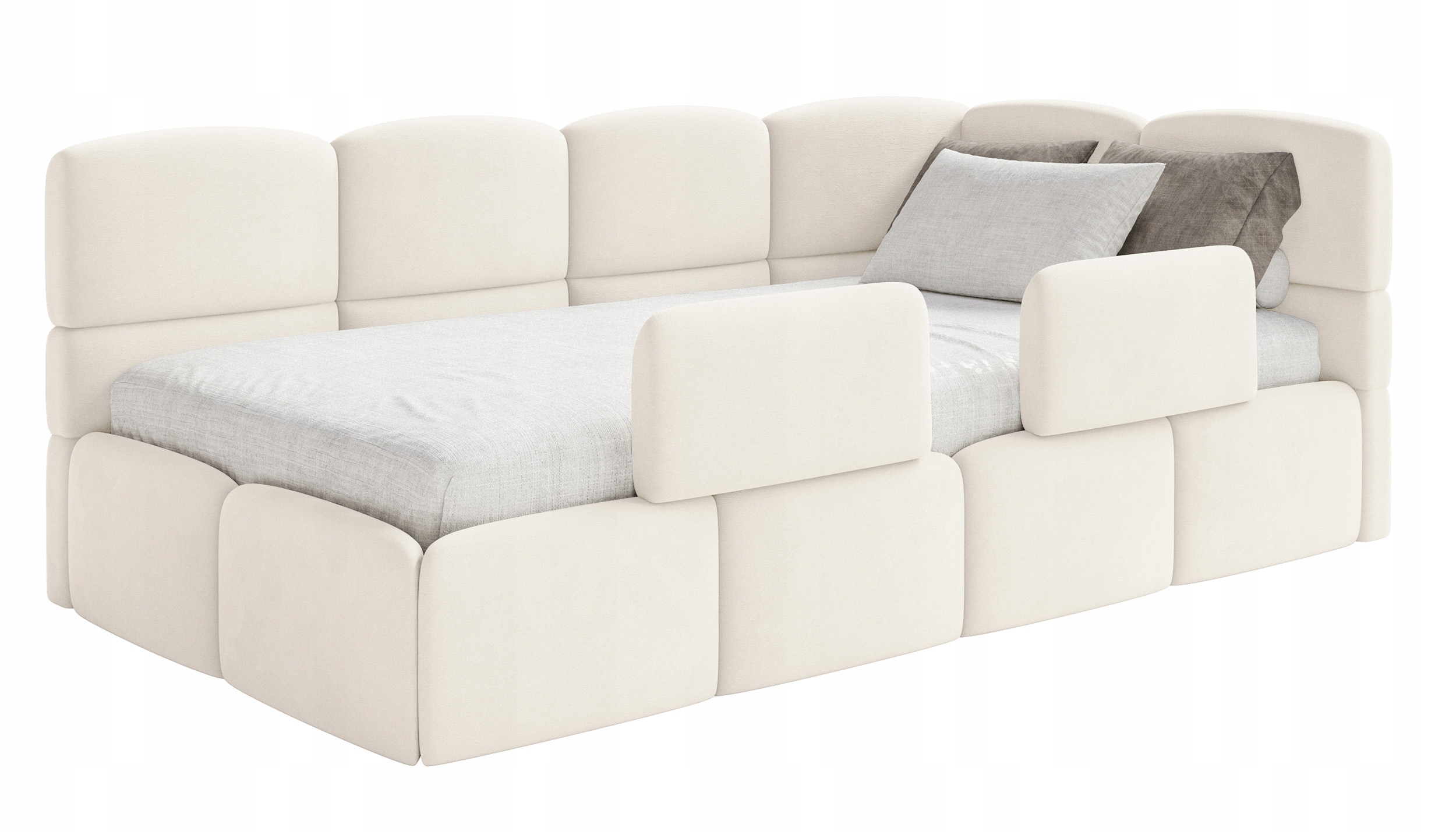 Postel pro mláděž 90x200 cm Cloudy krémové velurové zábrany pravé