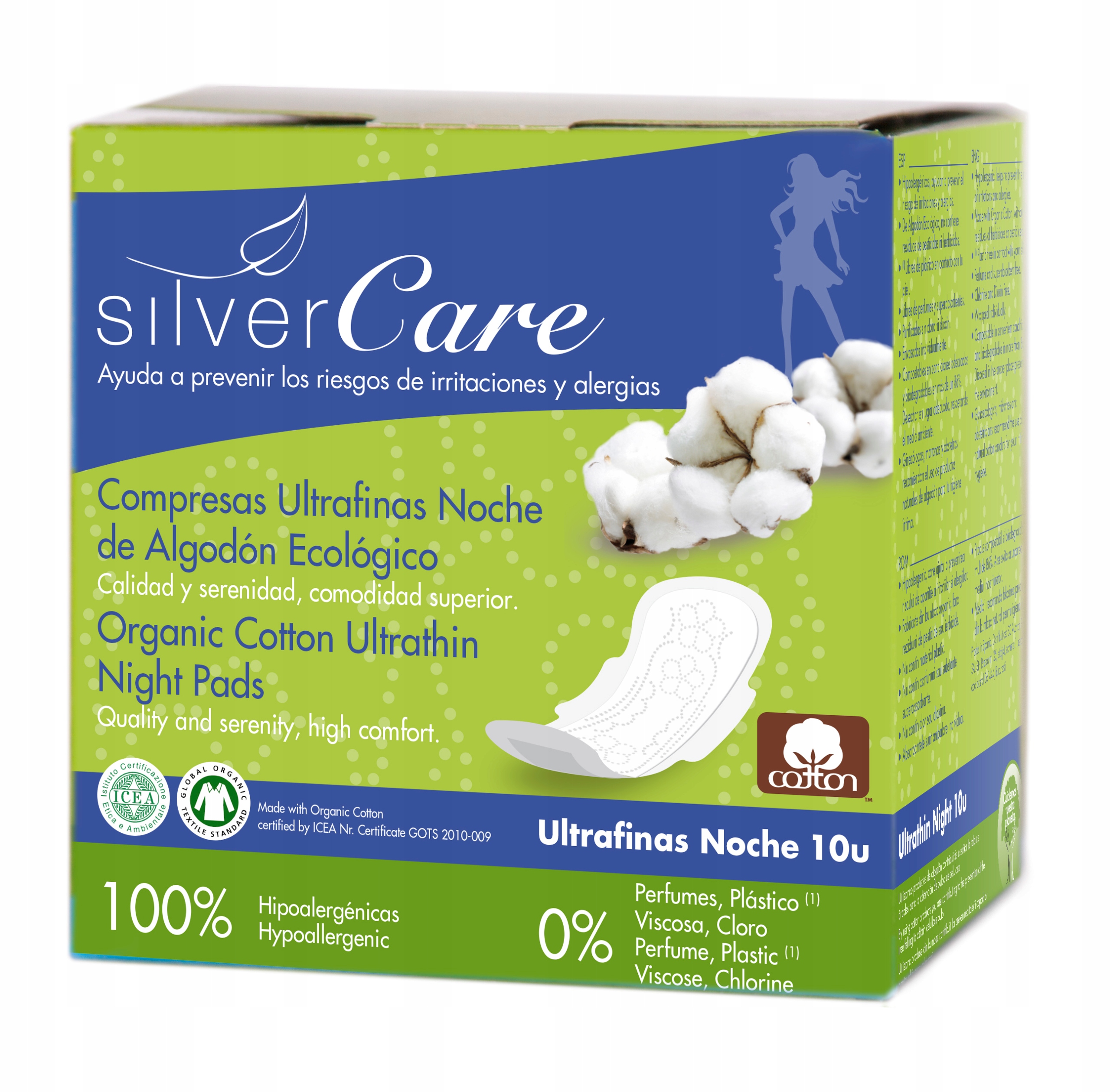 

SilverCare 100% Bio, Eko podpaski na noc 10 szt
