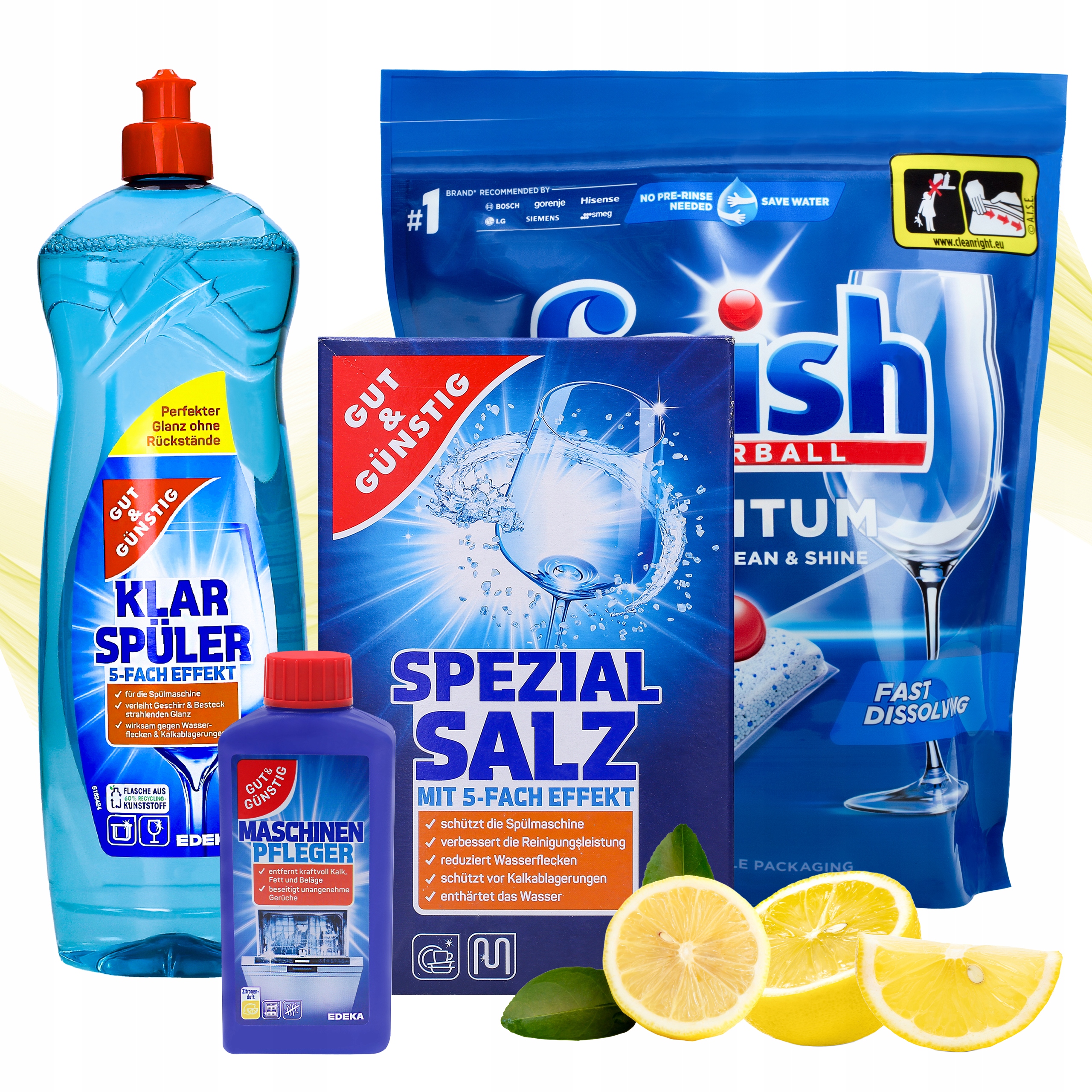 Levně Sada na mytí nádobí Kapsle Finish 60ks Sůl Leštidlo Čistič G&g