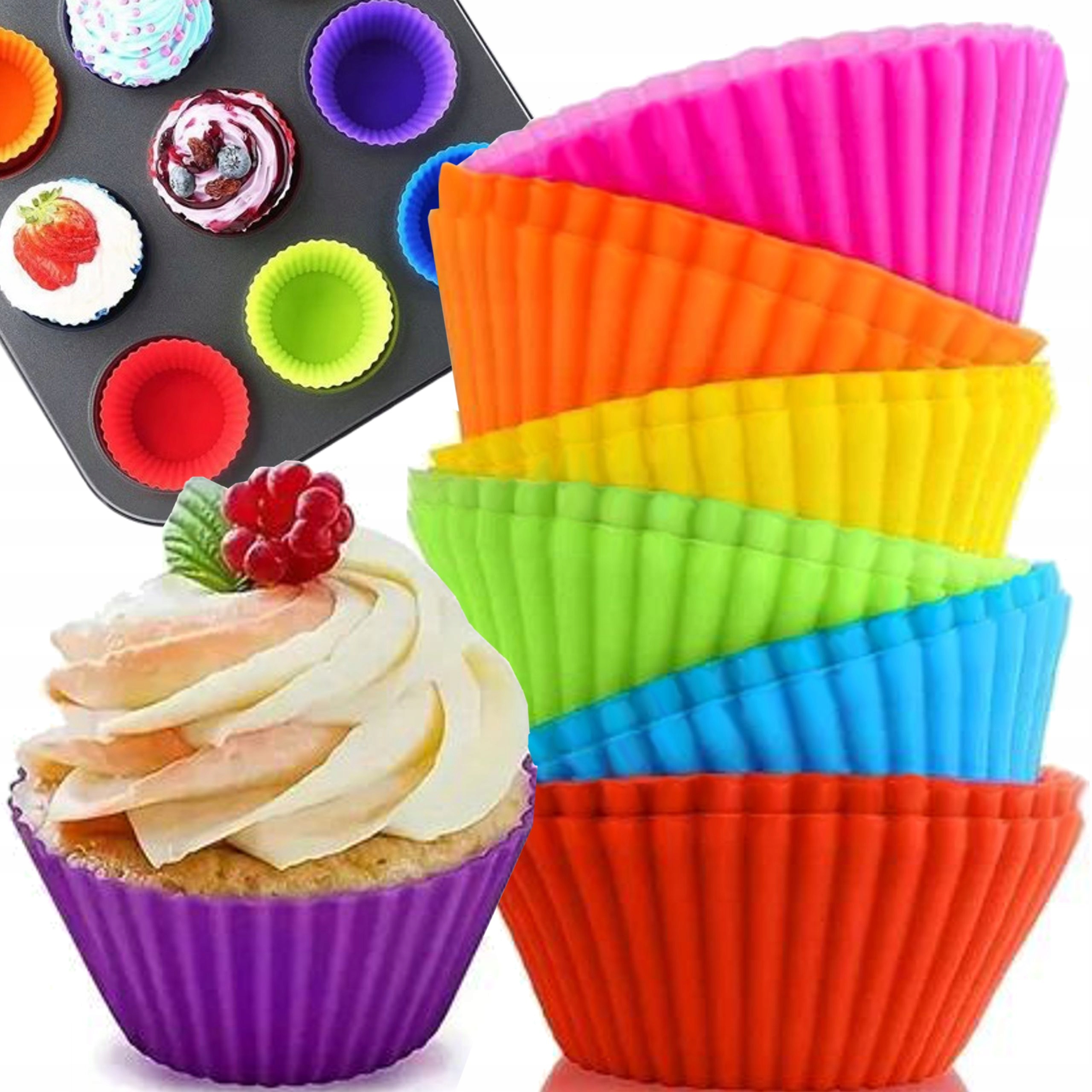 FOREMKI SILIKONOWE DO MUFFINEK BABECZEK FORMA DO PIECZENIA KPL 12 szt