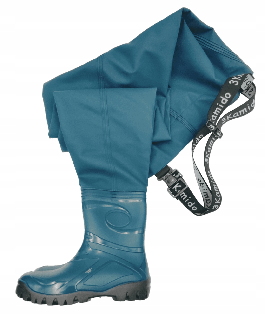 MOCNE SPODNIOBUTY WĘDKARSKIE MŁODZIEŻOWE PVC SZELKI DENIM BLUE 3KAMIDO 41 Marka 3Kamido