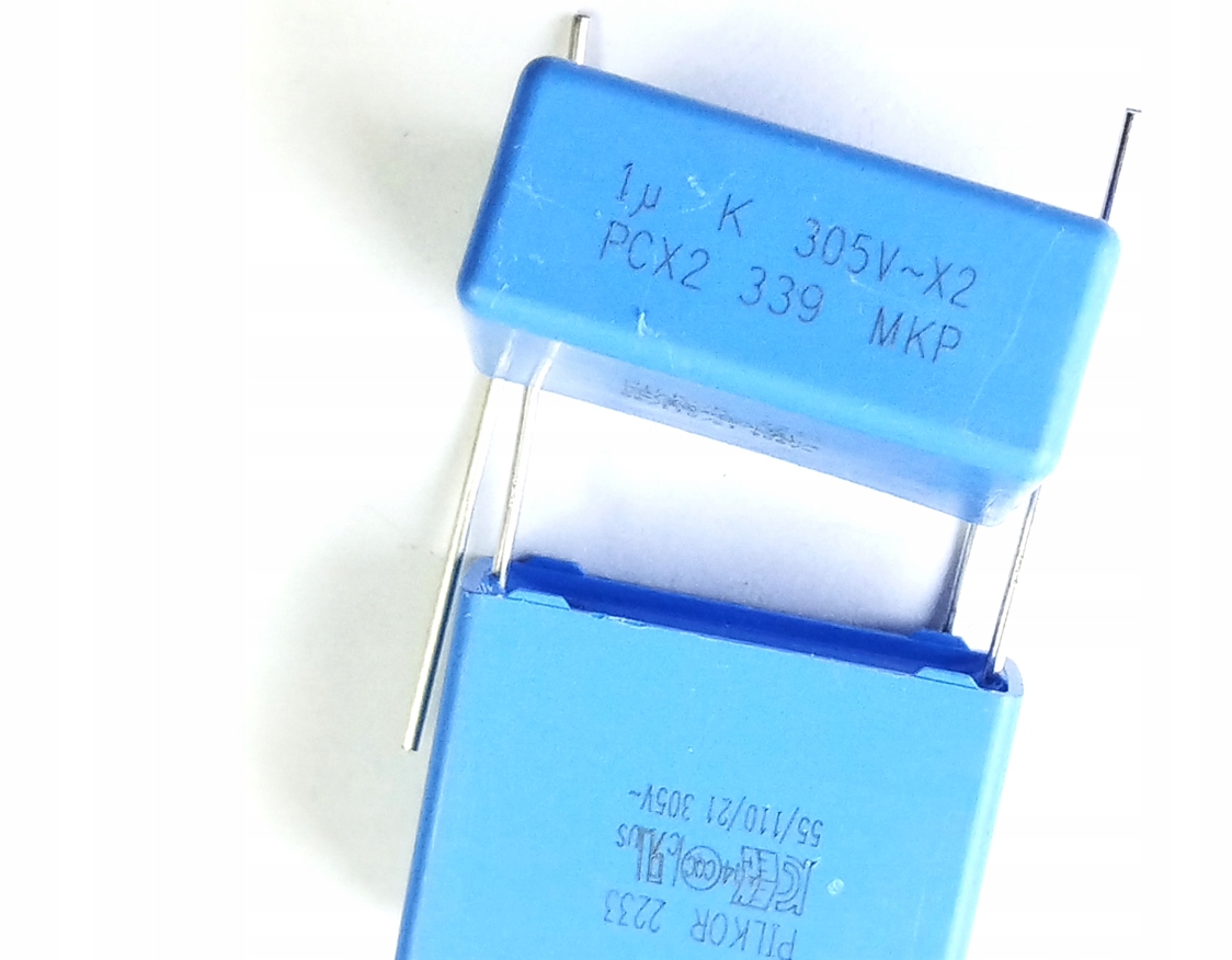 [2szt] Kondensator X2 polipropylenowy Mkp 1uF 305V Ac R=22.5mm