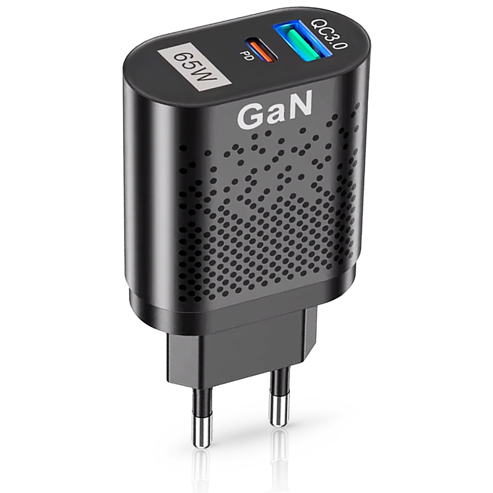 Szybka Ładowarka Sieciowa GaN 65W Do Telefonu Usb-c Pd Qc Mocny Zasilacz