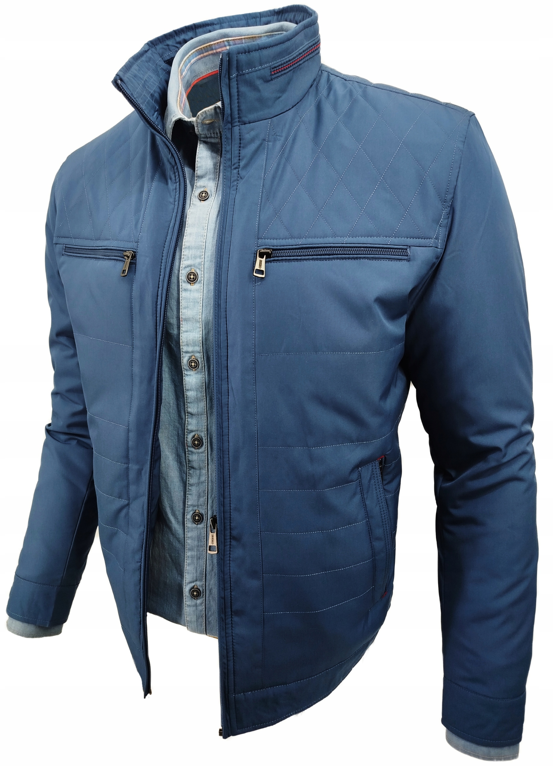 Pánská Přechodová Bunda Modrá Klasická Jednoduchá 3350 XXL 2XL