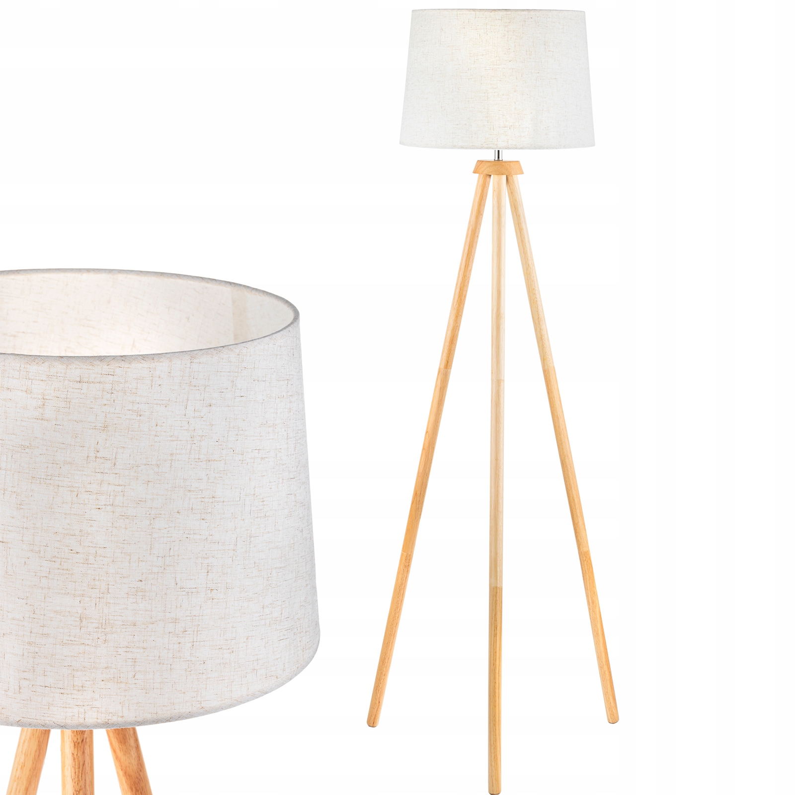 

Lampa Stojąca Podłogowa E27 Trójnóg Abażur Beżowa