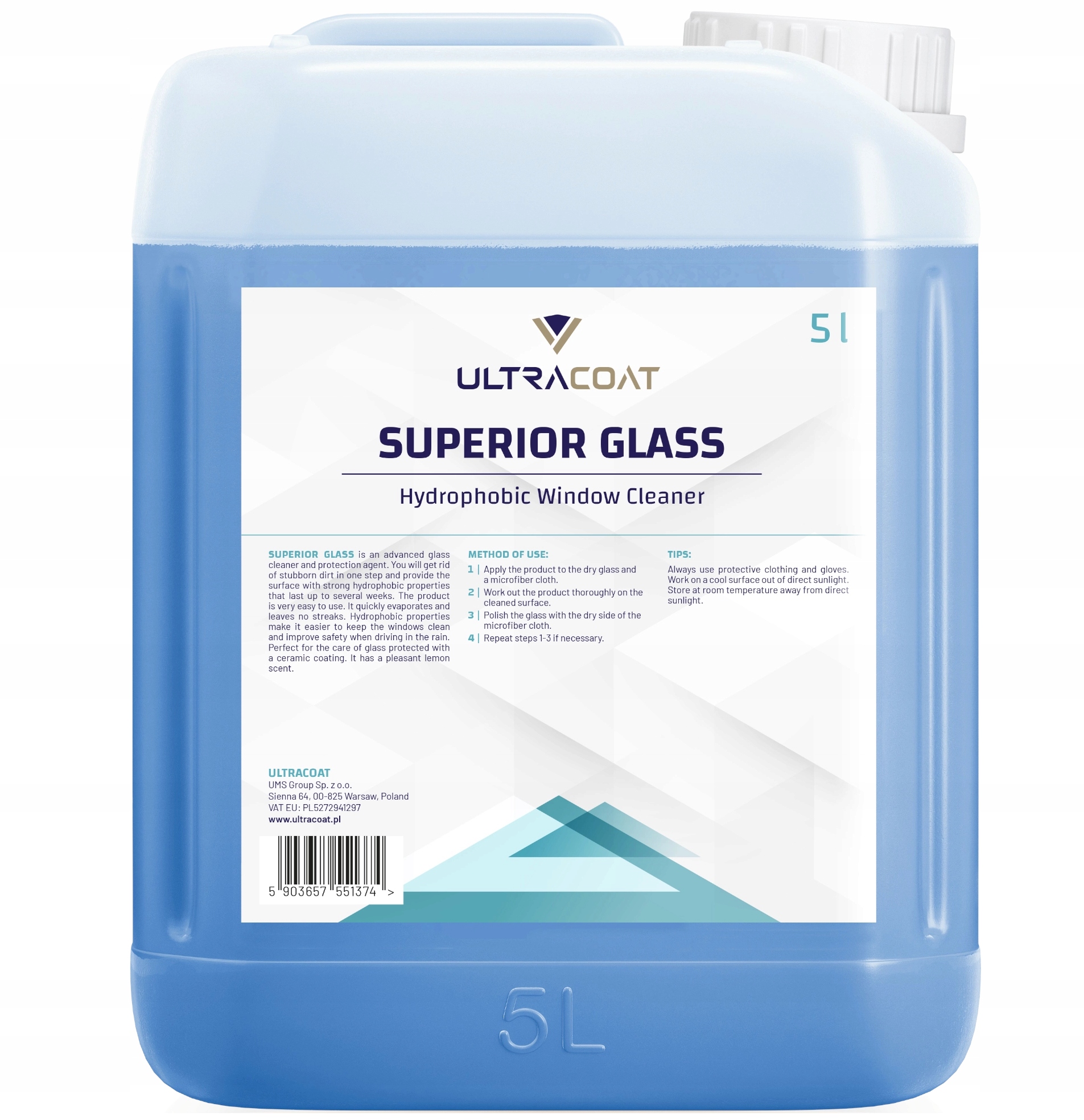 Ultracoat Superior Glass Plyn do szyb z Hydro 5L