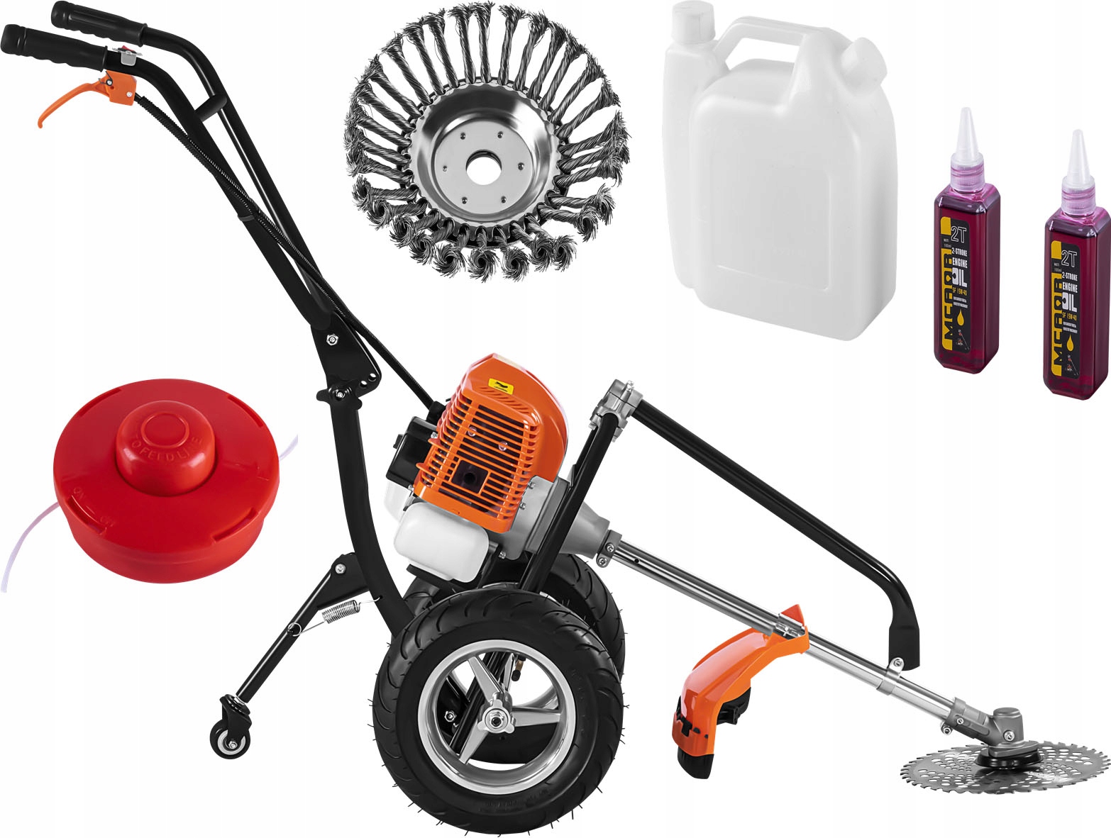 Benzínová Kosačka Na Kolesách Kosačka Vyžínač 5,2 Km Kotúč Žiletka Kefa