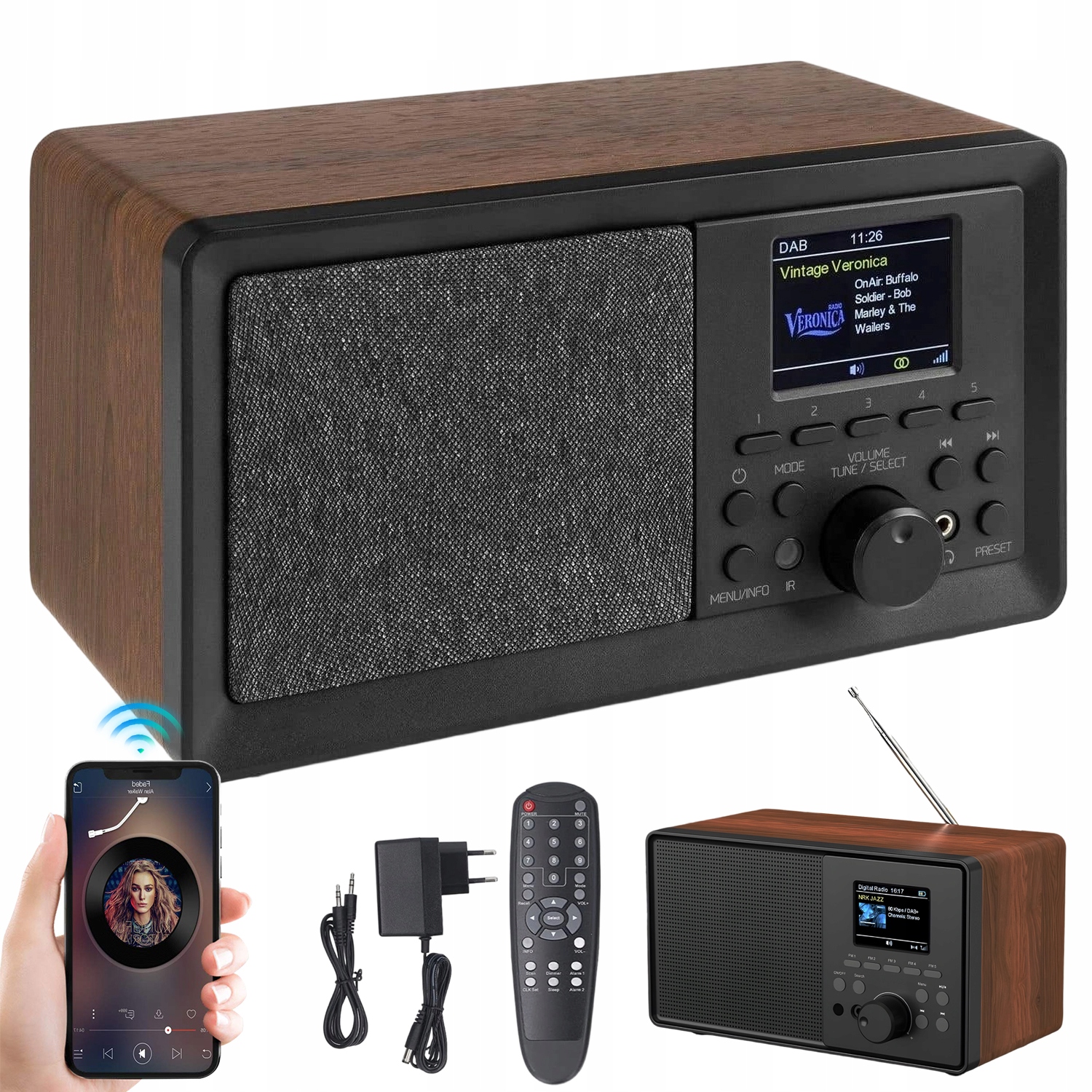 Digitální Rádio Dab Fm S Bluetooth 5.0 Budíkem, Barevný Displej