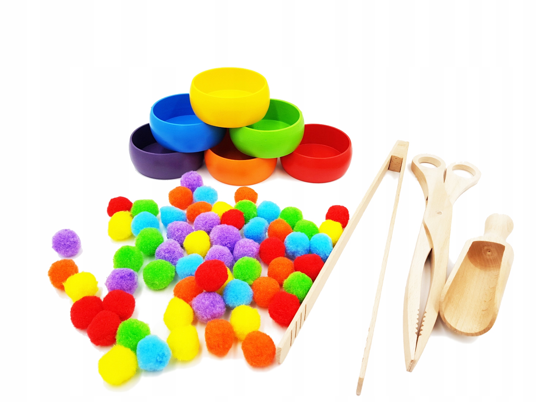 

Sorter kolorów Miseczki pompon Montessori motoryka